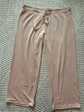 Calvin Klein XL Velour Wide Leg Lounge Pants Dusty Rose Pink Drawstring